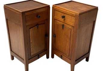 Two Art Deco Amsterdamse School Nightstands or Bedside Tables, 1920s